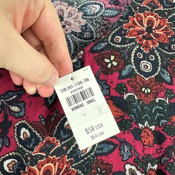 Abercrombie & Fitch Sz S Maroon Floral Paisley Long Sleeve Tunic Shift Dress - Picture 6 of 12